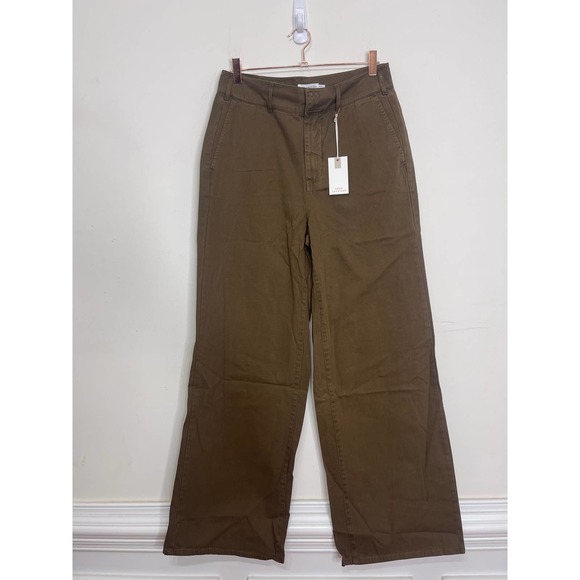 Good American Olive Green Wide-Leg Cargo Trousers 6/28 Zip Fly Pockets High Rise - Picture 5 of 7